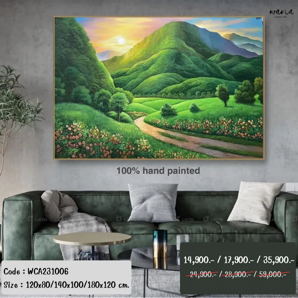 Green Valley and Orange Flowers